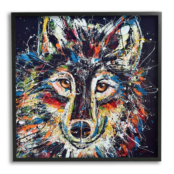 Abstract Wolf Urban Style Hues Animals & Insects Painting Black Framed Art Print Wall Art