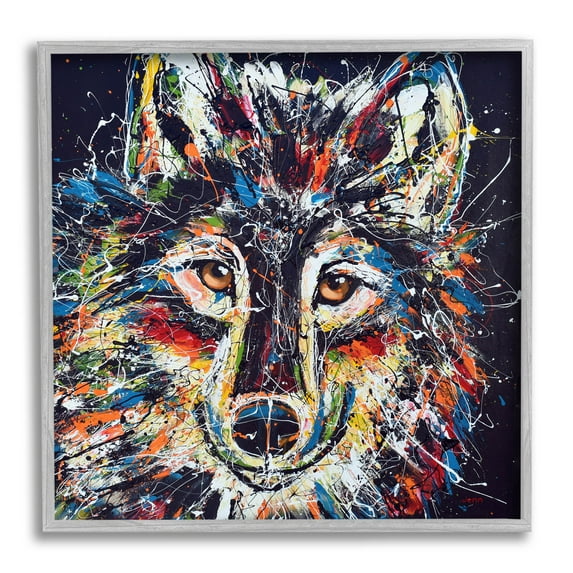 Abstract Wolf Urban Style Hues Animals & Insects Painting Gray Framed Art Print Wall Art