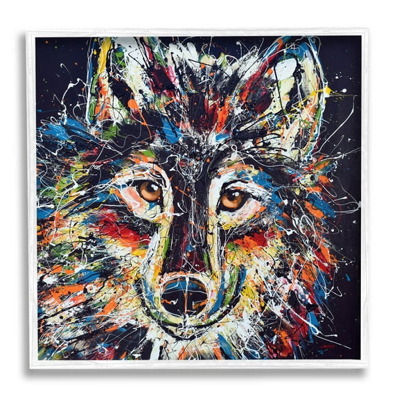 Abstract Wolf Urban Style Hues Animals & Insects Painting White Framed Art Print Wall Art