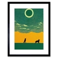 thumbnail image 1 of Abstract Wolves Minimalist Surreal Sky Green Yellow Artwork Framed Wall Art Print 9X7 Inch, 1 of 5