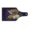 thumbnail image 1 of Abstract Woman Cutting Board, Graphical Style Back View of a Young Lady with Floral Details, Decorative Tempered Glass Cutting and Serving Board, in 3 Sizes, by Ambesonne, 1 of 2