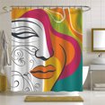 Abstract Woman Face Art Shower Curtain Vibrant Colors Elegant Design