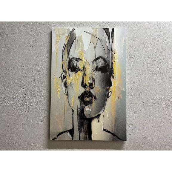 Abstract Woman Face, Canvas Print, Canvas, Printed Canvas Canvas, Trendy Canvas Gift, Woman Face Canvas Art, Woman Portrait Canvas, Canvas Wall Decor - Natural Framed