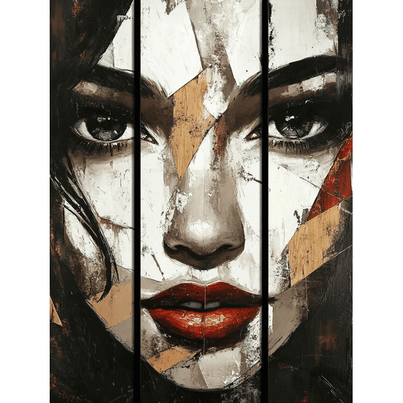 Abstract Woman Face Triptych Canvas PaintingSuitable for Living RoomBedroomOfficeBathroomDining Room Decoration