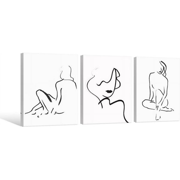 Abstract Woman Line Wall Art Black and White Wall Art Line Drawing Modern Minimalist Wall Decor Abstract Woman''s Body Shape Poster Minimalist Line Artwork for Woman Bedroom Bathroom