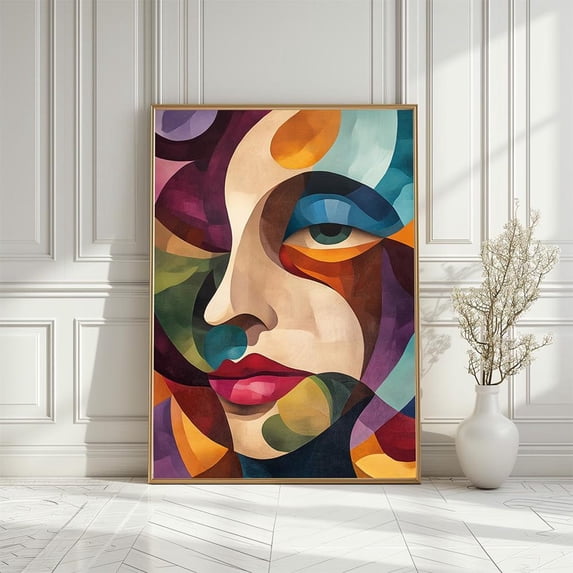 Abstract Woman Portrait: Colorful Geometric Art Poster, Size 12x18 UNFFRAMED F03.1.7l2127