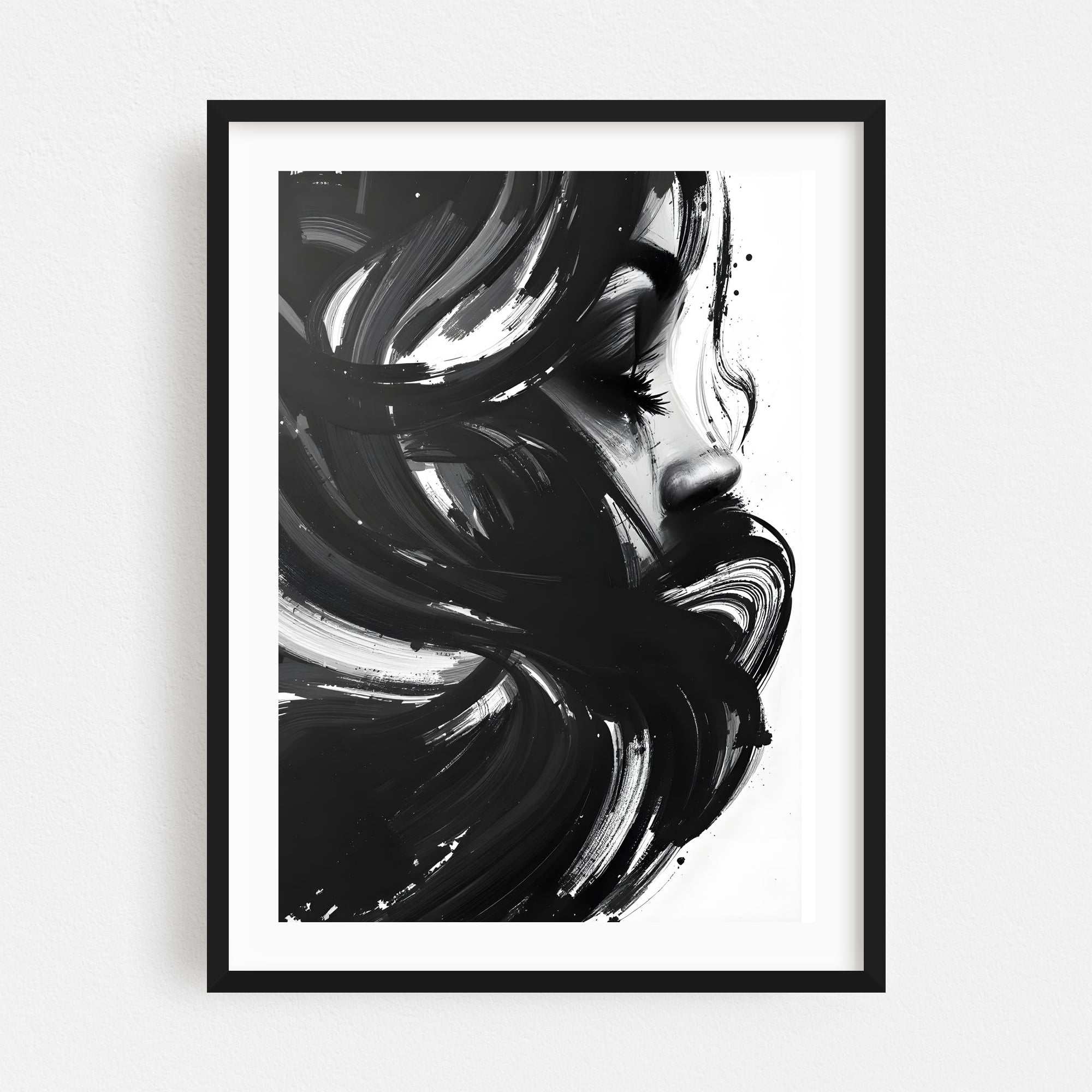 Abstract Woman Portrait - Painting Abstract Black and White Modern Art ...