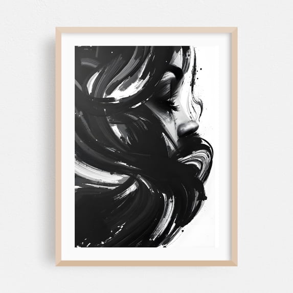 Abstract Woman Portrait - Painting Abstract Black and White Modern Art ...