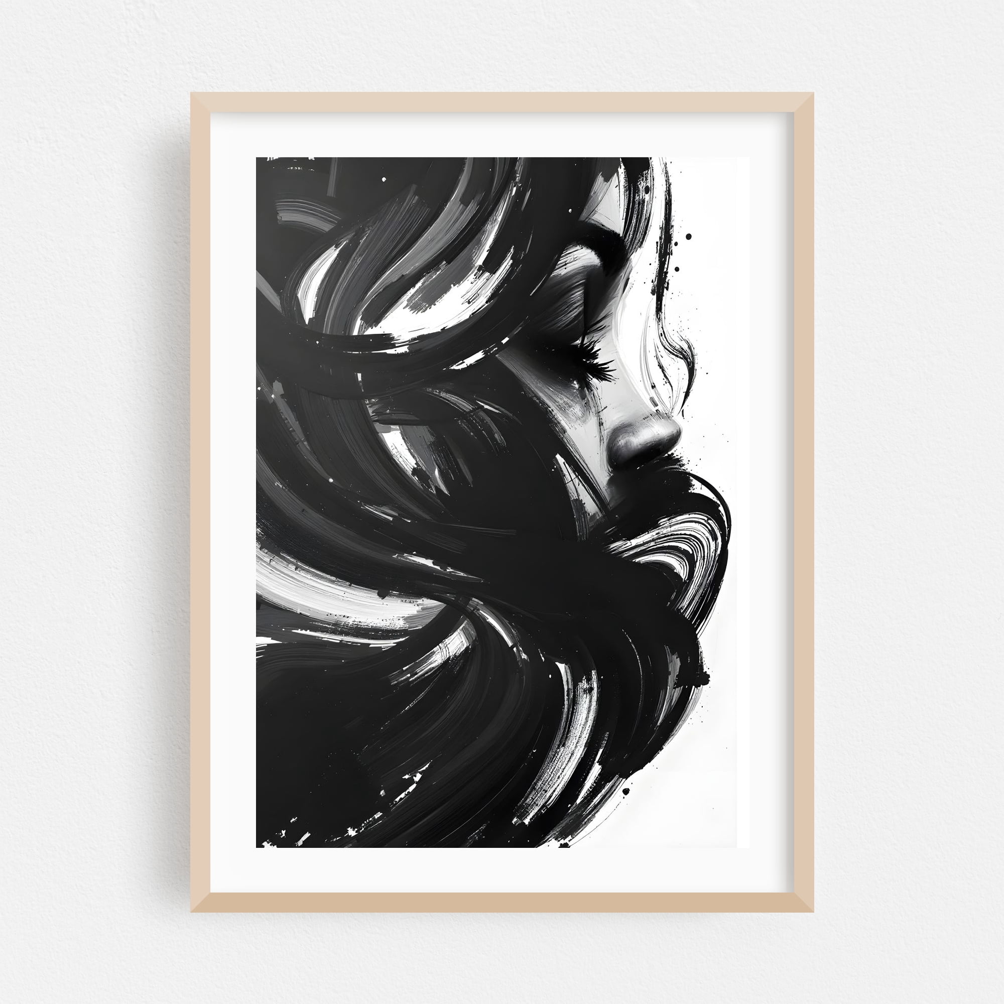 Abstract Woman Portrait - Painting Abstract Black and White Modern Art ...