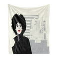 thumbnail image 1 of Abstract Woman Soft Flannel Fleece Throw Blanket, Background of Cityscape with a Modern Lady, Cozy Plush for Indoor and Outdoor Use, 50" x 60", Taupe Grey, by Ambesonne, 1 of 5