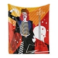 thumbnail image 1 of Abstract Woman Soft Flannel Fleece Throw Blanket, Pattern of a Female Dressed in Cool Clothes Accessories, Cozy Plush for Indoor and Outdoor Use, 70" x 90", Vermilion Multicolor, by Ambesonne, 1 of 5