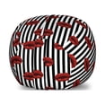 thumbnail image 1 of Abstract Woman Storage Toy Bag Chair, Vertically Aligned Stripe with Lips Feminine Fashion Design, Stuffed Animal Organizer Washable Bag, Small Size, Charcoal Grey Ruby White, by Ambesonne, 1 of 3