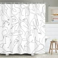thumbnail image 1 of Abstract Women Face Bathroom Shower Curtain 72W by 84H Inch Minimalist Modern Line Art Black White Rose Contemporary Polyester Fabric 12 Plastic Hooks Waterproof Decor, 1 of 2