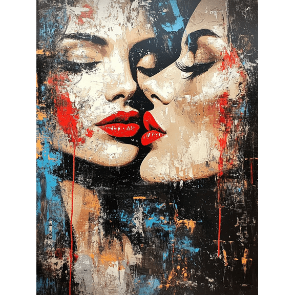 Abstract Women Kiss Canvas PaintingPerfect for Living RoomBedroomOfficeBathroomHallway Decoration.