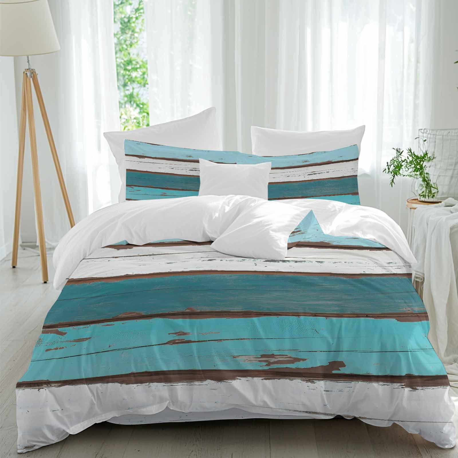 Abstract Wood Grain Twin Duvet Cover Set, Green White Classic Oil ...