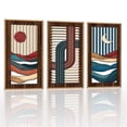 thumbnail image 1 of TOARTi Abstract Wood Wall Art Geometric Framed Sun Moon Colorful Minimalist Cut Out Set of 3 For Living Room Bedroom Office 8x16 Inch, 1 of 8