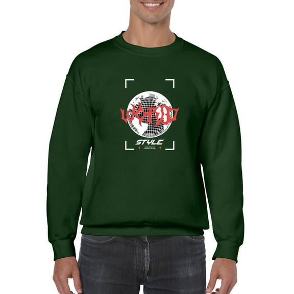 Abstract World Rave Style Sweatshirt Men - Men Sweatshirt, Forest Green, 3XL