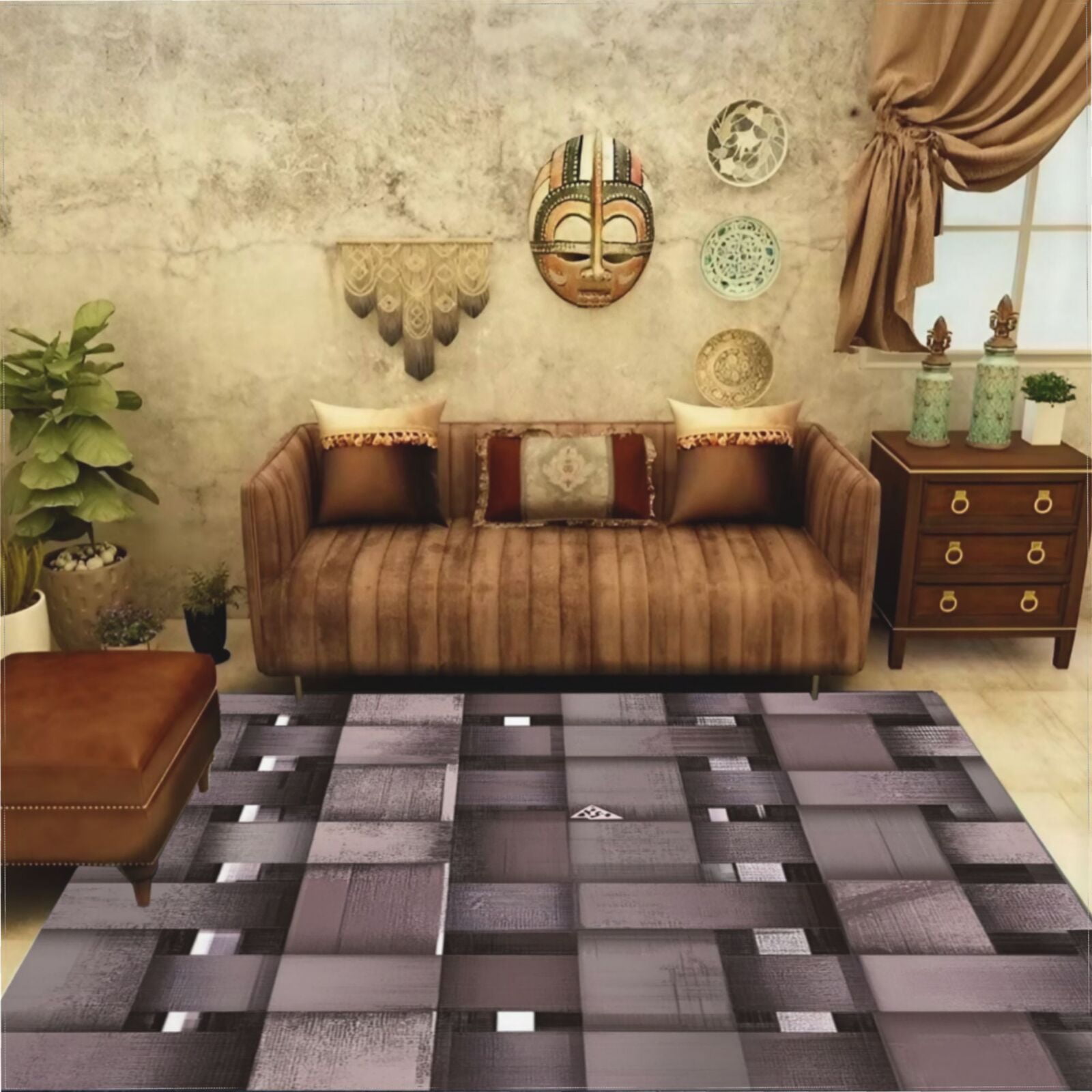 Abstract Woven Gray Pattern Living Room ration Nordic Carpets Large