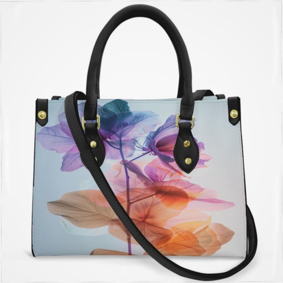Abstract Xray Flower Collection Orange Purple Cross Body Bags For Women Small Leather Female Handbags Fashion Top-Handle Totes