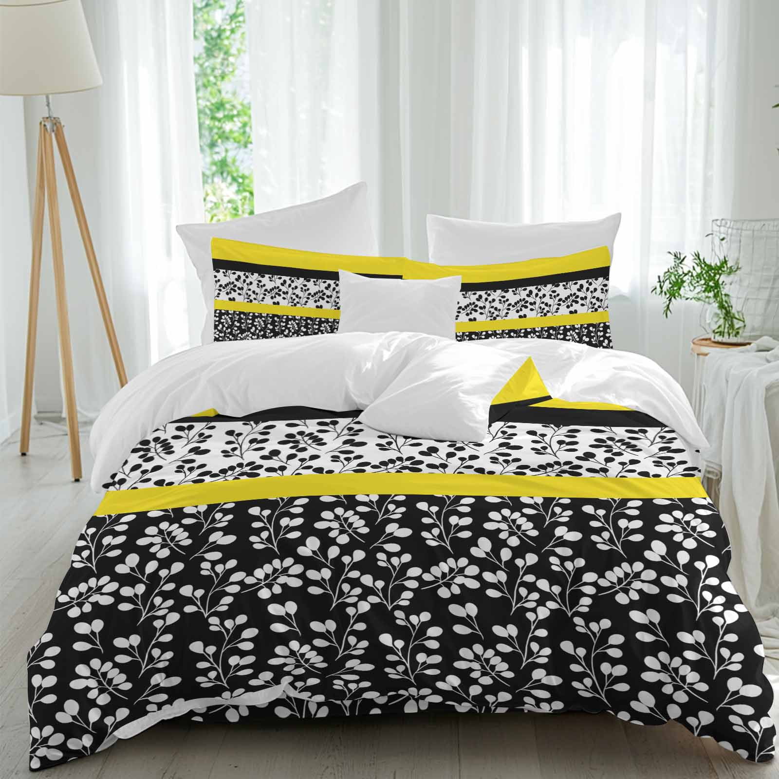 Yellow And Black Comforter Setnull