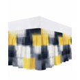 thumbnail image 1 of Abstract Yellow Bed Skirt California King Size 16" Drop Black Plaid Mottled Geometric Art Modern Ruffled Wrap Around Bed Skirts Adjustable Elastic Bedskirt Dust Ruffle for California King Size Bed, 1 of 7