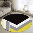 thumbnail image 1 of Abstract Yellow Black Round Area Rug 3.3Ft Washable Circle Rugs for Dining Room Table, Modern Geometric Color Blocks Non-Slip Carpet Floor Mats Indoor Outdoor Carpet Runner Aesthetic Home Decor, 1 of 8