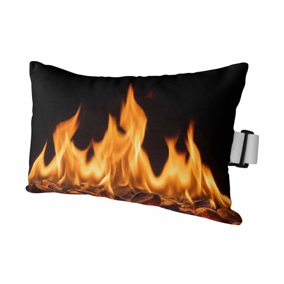 Abstract Yellow Flame Outdoor Pillows for Chaise Lounge Chair Waterproof Lumbar Pillows with Insert&Adjustable Elastic Strap Beach Headrest Pillow Flickering Fire Pattern Black Pool Pillow 11"x16"