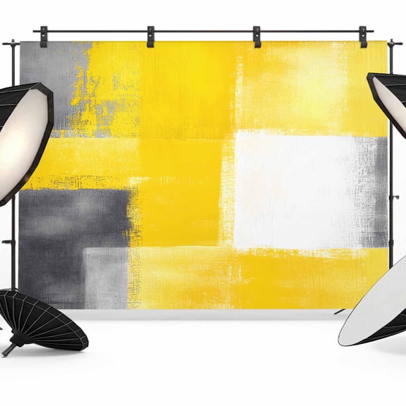 Abstract Yellow Gary Paint Backdrop for Photography, Mottled Retro Oil Painting Photo Backdrop Portrait Background Party Banner Photo Backgrounds for Studio Booth Props, 7x5ft
