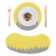thumbnail image 1 of Abstract Yellow Grey Round 13 Inch Placemats Set of 8, Modern Minimalist Graffiti Artwork HeatResistant Non Slip Place Mats for Dining Table, Wipeable Braided Kitchen Table Mats for Housewarming, 1 of 9
