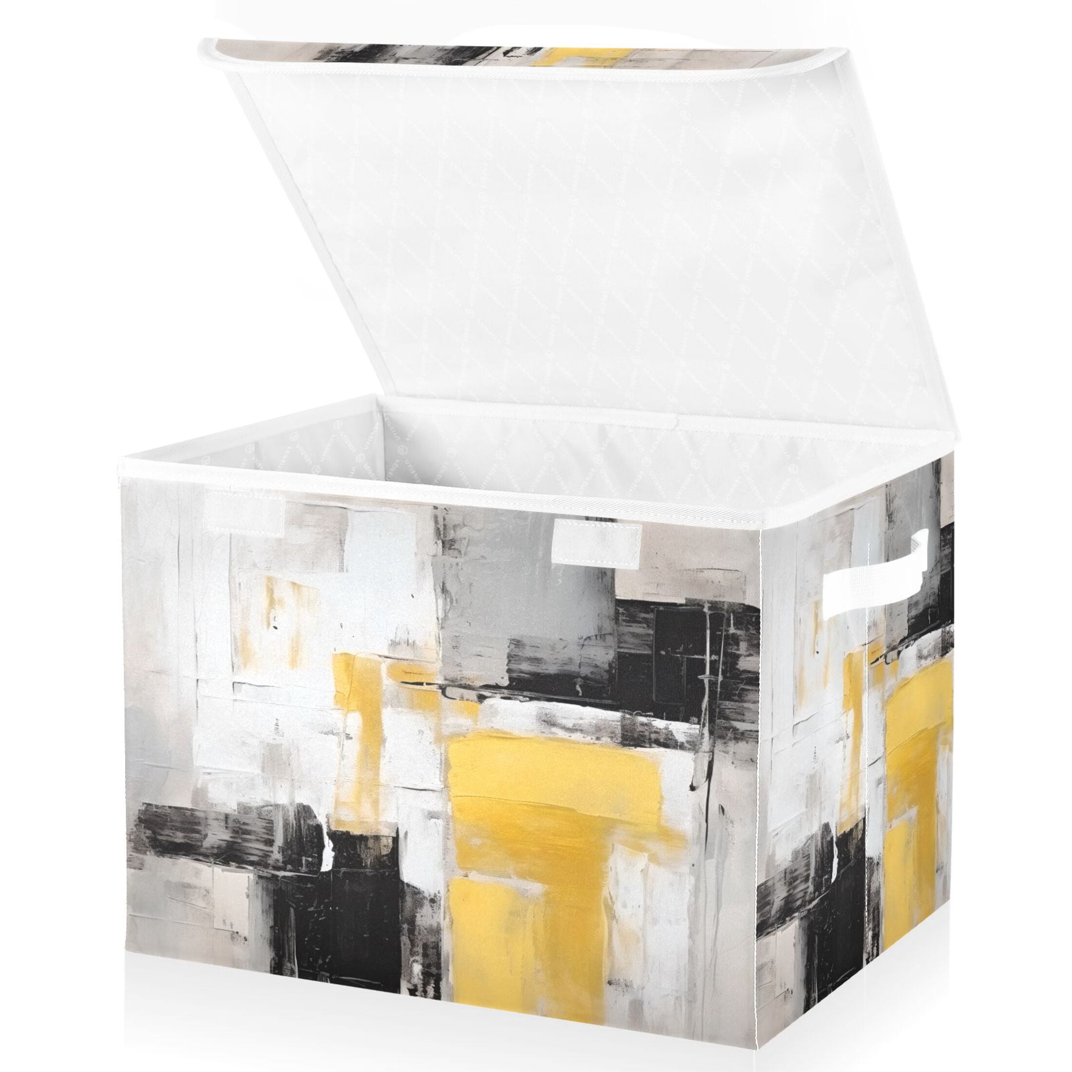 Abstract Yellow Large Lidded Bin Foldable Storage Baskets Boxes Cubes ...