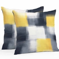 Abstract Yellow Outdoor Pillow Covers Pack of 2 Black Plaid Mottled Geometric Art Modern Waterproof Throw Pillow Covers Decorative Cushion Cases for Patio Garden Tent Balcony Couch 16x16 inch