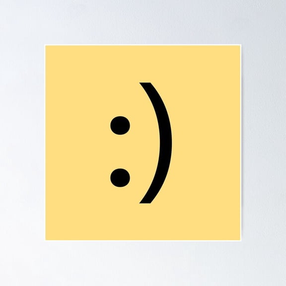 Abstract Yellow Smiley Face Graphic Wall Art Positive Room Decor, Unframed Poster