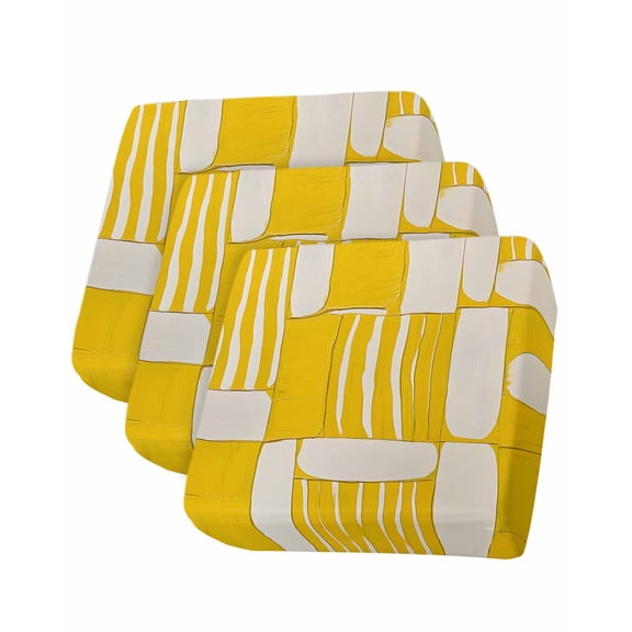 Abstract Yellow Sofa Couch Cushion Covers Washable, Removable Stretchable Sectional Couch Covers, Modern Artwork Stripe Slipcovers for L & T Shape Sofa Furniture Protector S Size 3 pcs