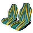 thumbnail image 1 of Abstract Yellow Teal Wave Pattern Car Seat Covers Front Seats Universal Fit for Cars SUV Truck Auto Interior Accessories, 1 of 3