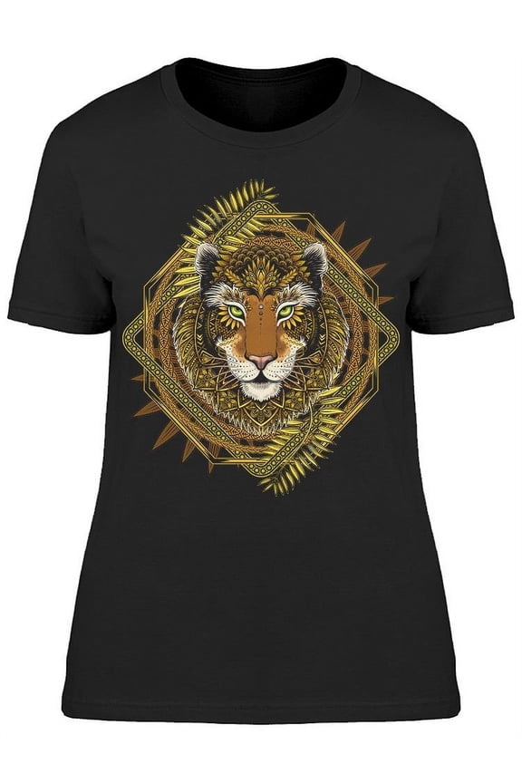 Abstract Yellow Tiger Gypsy Style T-Shirt Women -Image by Shutterstock, Female XX-Large