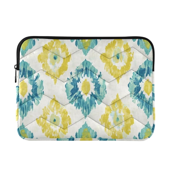Abstract Yellow Turquoise Pattern Quilted Laptop Protective Cases Computer Sleeves Tablet Bags Briefcases L