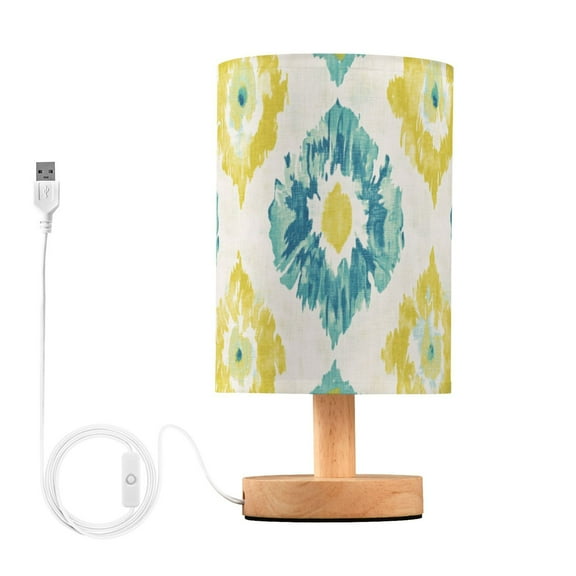 Abstract Yellow Turquoise Pattern Table Lamp with USB Port LED Warm Light Lamp Night Light Home Decor