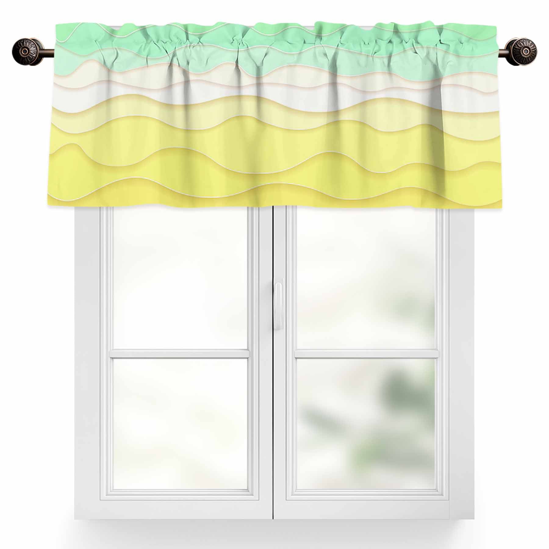 Abstract Yellow Valances for Windows, 42 x 18in, Green and White Ombre ...