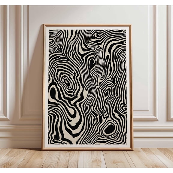Abstract Zebra Print Poster, Modern Black and White Wall Art, Bold Animal Pattern Design, Contemporary Graphic Home Decor, Poster Only