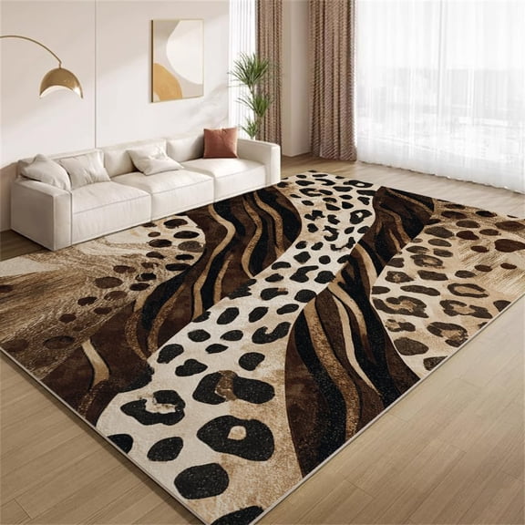 Abstract Zebra Stripe Area Rugs, Brown Pattern Carpet, Washable Non Slip Low Pile Soft Rug for Bedroom Living Room Decor Mat 2ftx3ft