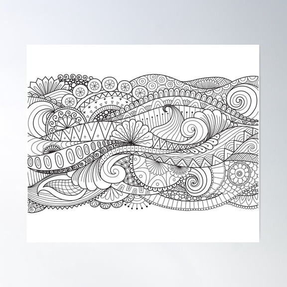 Abstract Zen Doodle Pattern Poster Wall Art, Modern Wall Decor For Living Room Bedroom, 24x36 UNFRAMED