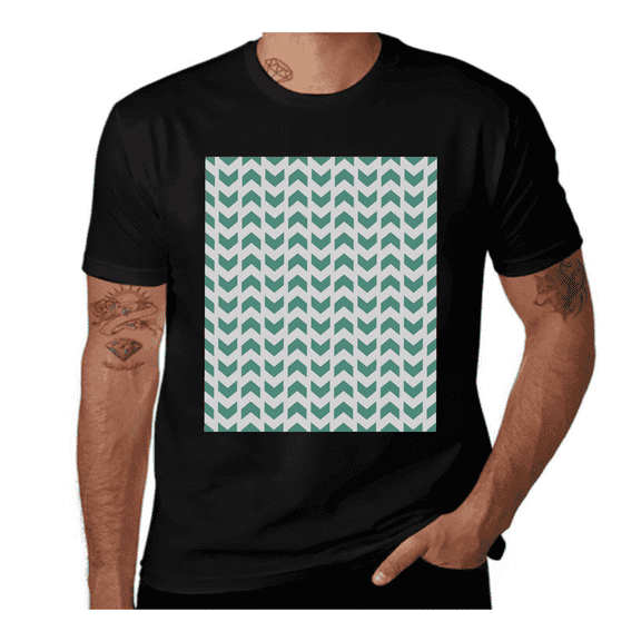 Abstract Zigzag Tribal-Mint-White-Teal Casual Streetwea Everyday Tshirt Comfortable Wear tee shirt