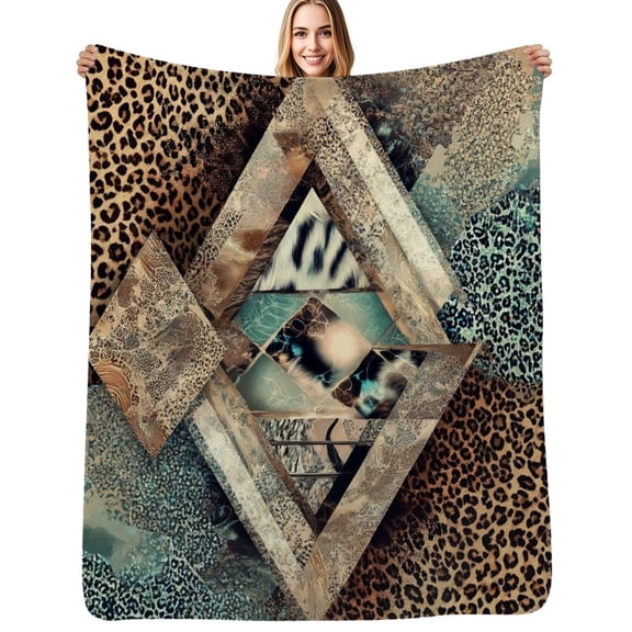 Abstract animal print pattern Flannel Blankets Soft Throw Blanket Winter Travel Office Outdoor Bedspread