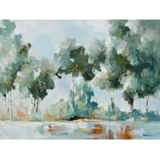 Abstract art"Enchanted Waters Reflections of the Forest" oil painting prints Wall Art for living room, bedroom, Bar - Wrapped Canvas Prints