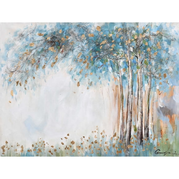 Abstract art"Golden Canopy of Summer" oil painting prints Wall Art for living room, bedroom, Bar - Wrapped Canvas Prints