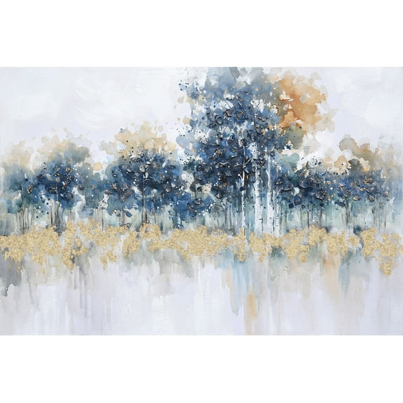 Abstract art"Golden Horizon Forest" oil painting prints Wall Art for living room, bedroom, Bar - Wrapped Canvas Prints