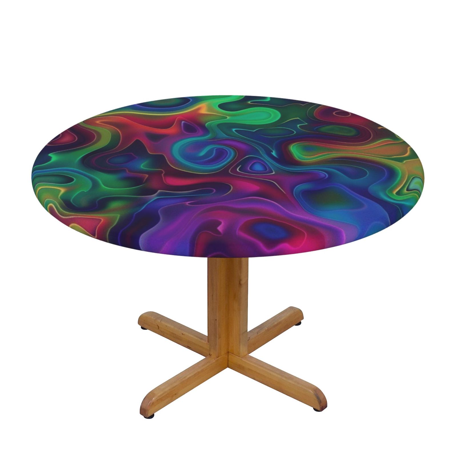 Abstract art Round Tablecloth Fitted Tablecloth with Elastic Round