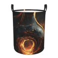 Abstract art basket circular laundry basket storage basket foldable