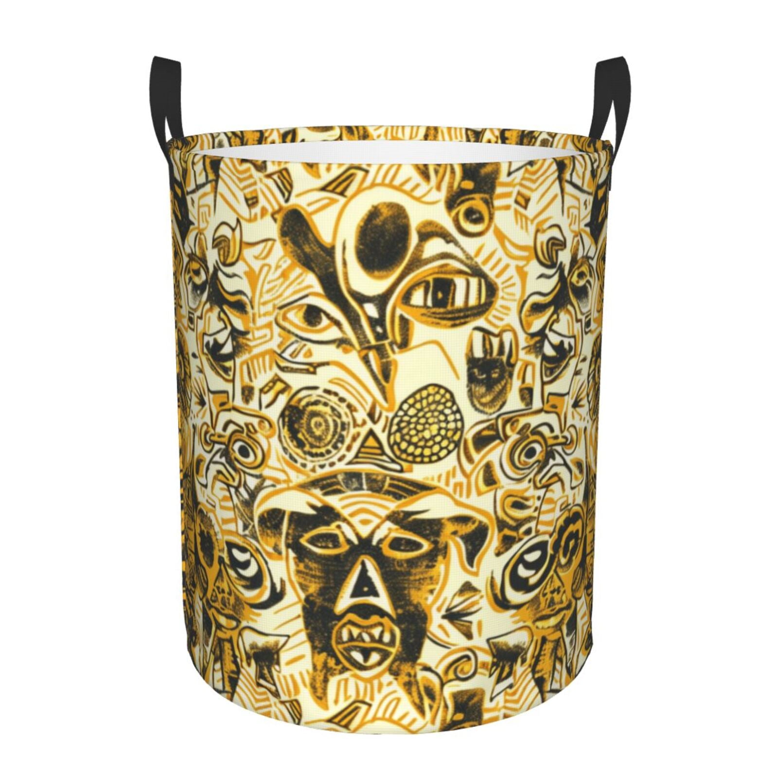 Abstract art drawing Circular laundry basket, dirty clothes basket with