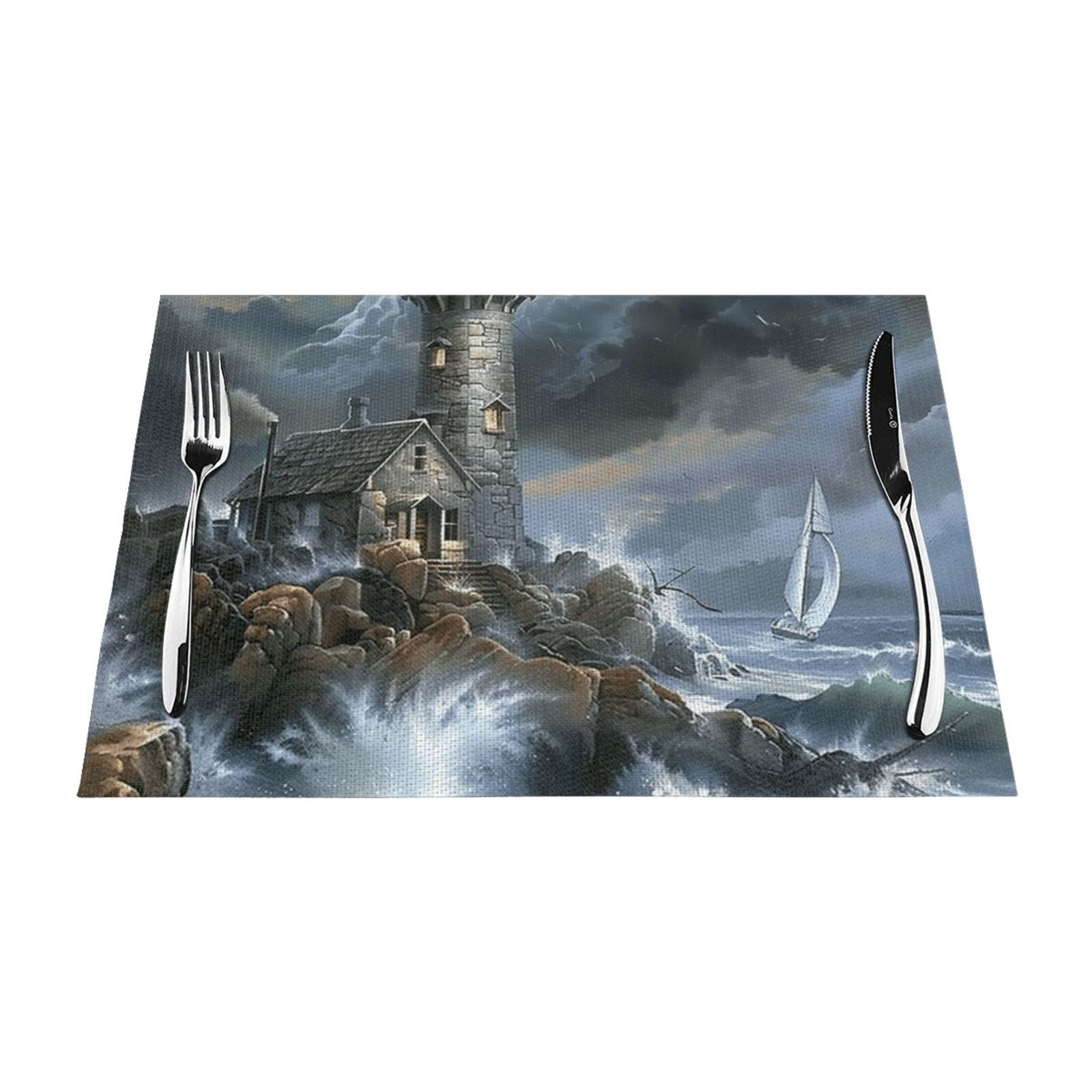 Abstract art features PVC meal mat, dining table mat PVC washable woven